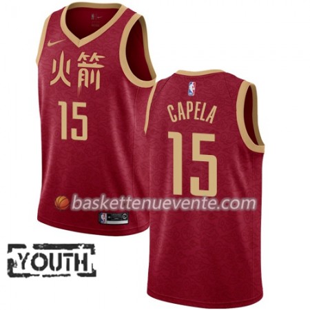 Maillot Basket Houston Rockets Clint Capela 15 2018-19 Nike City Edition Rouge Swingman - Enfant